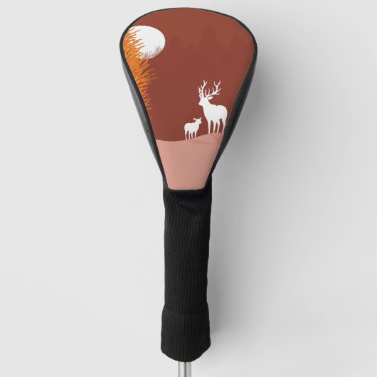Deer on Moon Lit Hill Golf Headcover (Vorderseite)