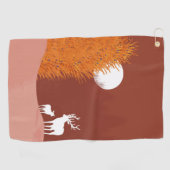 Deer on Moon Lit Hill Golfhandtuch (Horizontal)