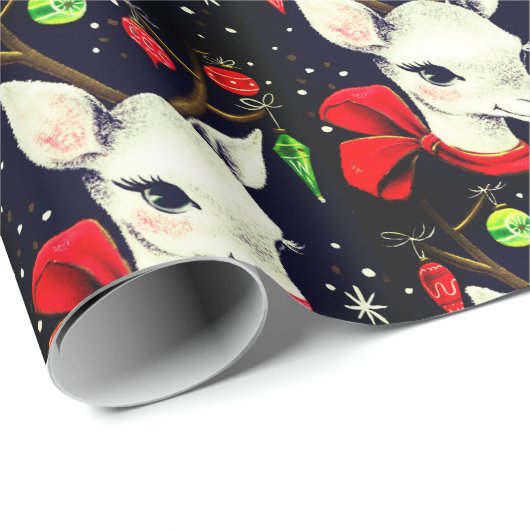 Deer Pattern Retro Weihnachtsgeschenk Geschenkpapier (Rolleneckpunkt)