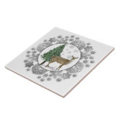 Deer Pine Tree Silberschneeflocken dekorativ Fliese (Seite)