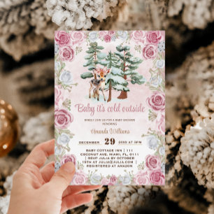 Deer Pink Baby Girl Dusche Einladung