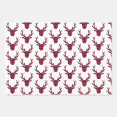 Deer Plaid Dark Red Burgundy Geschenkpapier Set (Vorderseite)