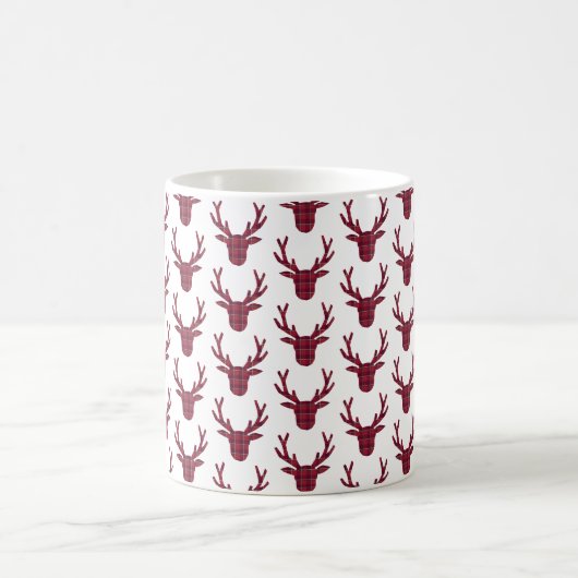 Deer Plaid Dark Red Burgundy Kaffeetasse (Mittel)