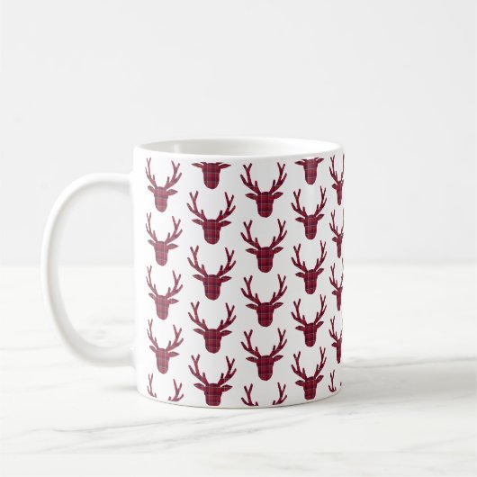 Deer Plaid Dark Red Burgundy Kaffeetasse (Links)