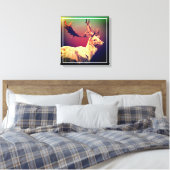 Deer Polygon Design Leinwanddruck (Insitu (Schlafzimmer))