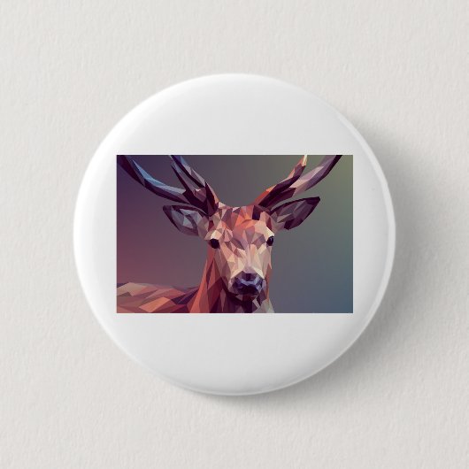 Deer Polygons Art Design Graphic Animal Stag Button (Vorderseite)