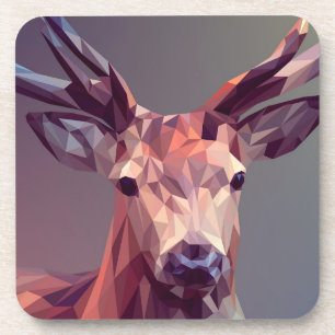 Deer Polygons Art Design Graphic Animal Stag Postc Getränkeuntersetzer