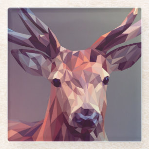 Deer Polygons Art Design Graphic Animal Stag Postc Glasuntersetzer