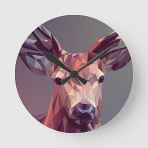 Deer Polygons Art Design Graphic Animal Stag Postc Runde Wanduhr