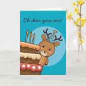 Deer Pun Happy Birthday Karte (Gelbe Blume)