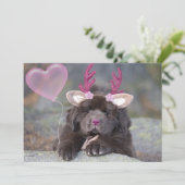 Deer Puppy Valentine Feiertagskarte (Stehend Vorderseite)