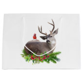 Deer Red Bird Gift Bag Große Geschenktüte (Vorderseite)