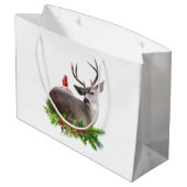 Deer Red Bird Gift Bag Große Geschenktüte (Rückseite Schrägansicht)