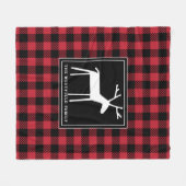 Deer Red Black Christmas Buffalo Karierter Name Fleecedecke (Vorderseite (Horizontal))