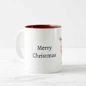 Deer Red Hearts Christmas Zweifarbige Tasse (Vorderseite Links)