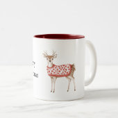 Deer Red Hearts Christmas Zweifarbige Tasse (VorderseiteRechts)