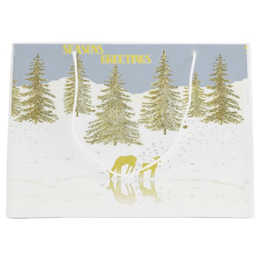 Deer Reflection Große Geschenktüte (Vorderseite)