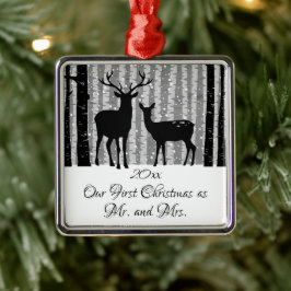 Deer Rustic Winter Erste Weihnachten als Mr. und M Ornament Aus Metall