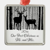 Deer Rustic Winter Erste Weihnachten als Mr. und M Ornament Aus Metall (Vorne)