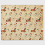 Deer Santa 2 Geschenkpapier (Flach)