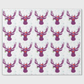 Deer Santa ChristmasMatte Wrapping Paper Geschenkpapier (Flach)