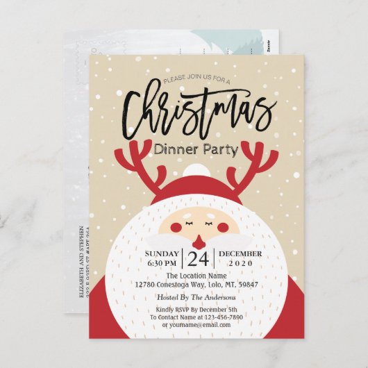 Deer Santa Claus Frohe Weihnachten und Glück im ne (Vorne/Hinten)