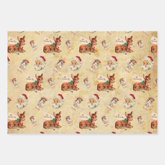 Deer Santa Geschenkpapier Set (Vorderseite 3)