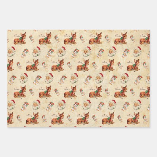 Deer Santa Geschenkpapier Set (Vorderseite 2)