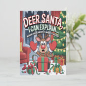 Deer Santa I Can Explain Christmas Karte (Stehend Vorderseite)