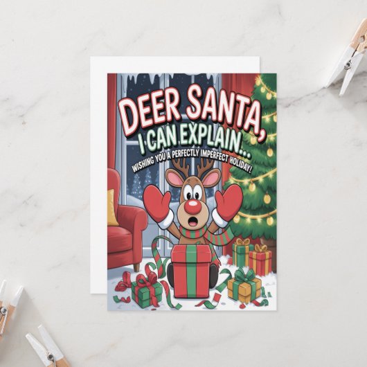 Deer Santa I Can Explain Christmas Karte (Vorderseite/Rückseite Beispiel)