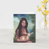 Deer Sidhe - Blank Notecard Karte (Gelbe Blume)
