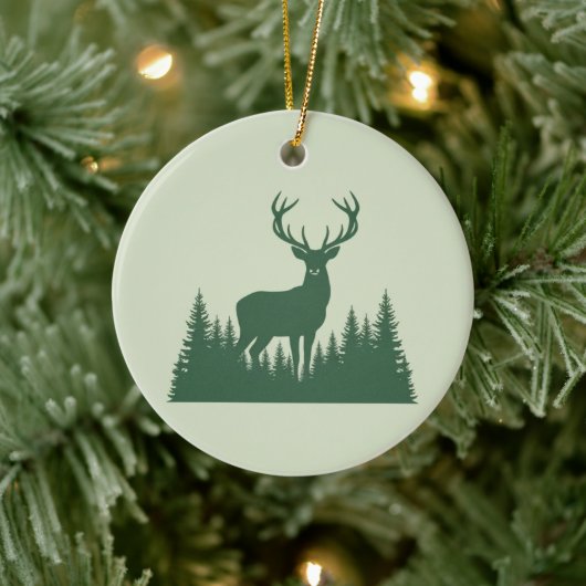 Deer Silhouette Forest Minimalist Woodland Keramik Ornament (Baum)
