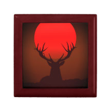 Deer Silhouette with Fiery Red Sunset