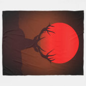 Deer Silhouette with Fiery Red Sunset Fleecedecke (Vorderseite (Horizontal))