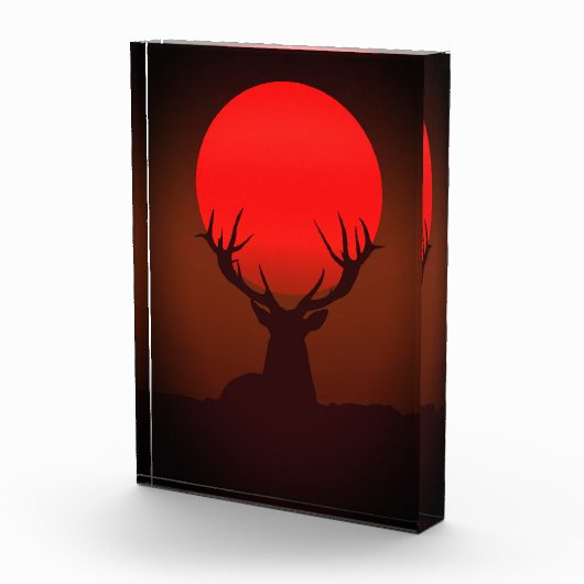 Deer Silhouette with Fiery Red Sunset Fotoblock (Rechts)