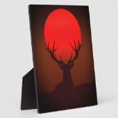 Deer Silhouette with Fiery Red Sunset Fotoplatte (Seite)