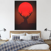 Deer Silhouette with Fiery Red Sunset Leinwanddruck (Insitu (Schlafzimmer))