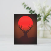 Deer Silhouette with Fiery Red Sunset Postkarte (Stehend Vorderseite)