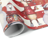 Deer Snowman Rabbit Bär Weihnachtsgeschenk Geschenkpapier (Rolleneckpunkt)