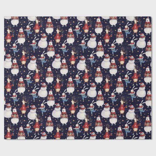Deer Snowman Rabbit Bär Weihnachtsgeschenk Geschenkpapier (Flach)