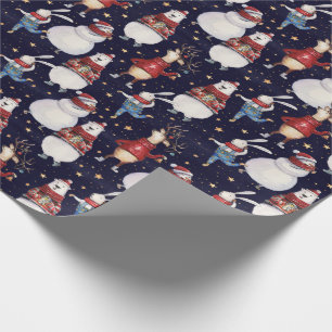 Deer Snowman Rabbit Bär Weihnachtsgeschenk Geschenkpapier