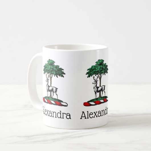 Deer Stag by Tree Heraldic Wappen Emblem Kaffeetasse (Vorderseite Links)