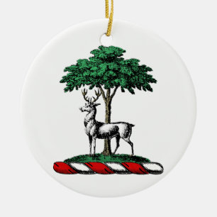 Deer Stag by Tree Heraldic Wappen Emblem Keramikornament