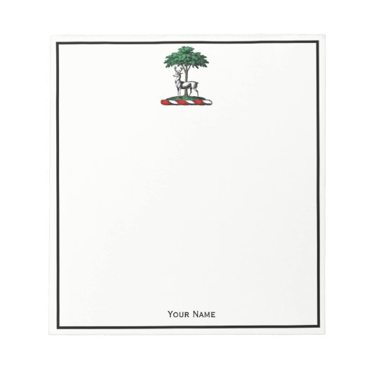 Deer Stag by Tree Heraldic Wappen Emblem Notizblock (Vorderseite)