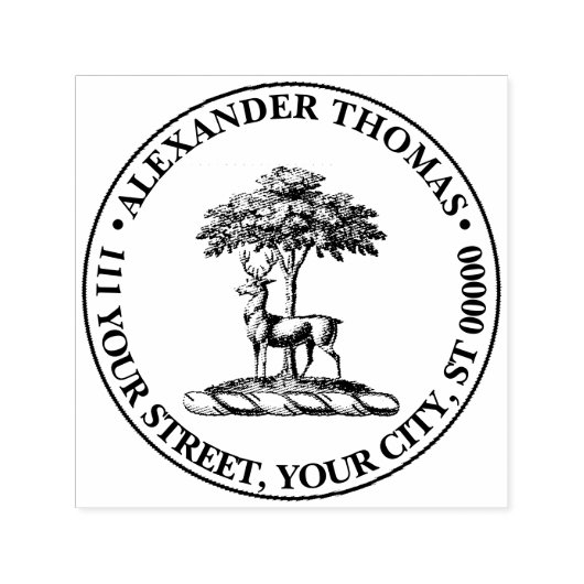 Deer Stag by Tree Heraldic Wappen Emblem Permastempel (Design)