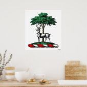 Deer Stag by Tree Heraldic Wappen Emblem Poster (Küche)