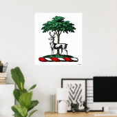 Deer Stag by Tree Heraldic Wappen Emblem Poster (Heimbüro)