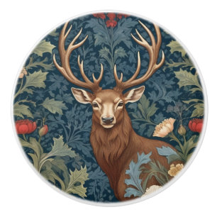 Deer Stag William Morris Stil Links gegenüber Keramikknauf