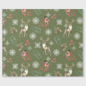 Deer Stag Woodland Weihnachten Geschenkpapier (Flach)