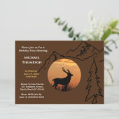 Deer Sunset Birthday Einladung (Stehend Vorderseite)